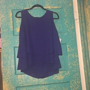 Ruffled navy blue shirt